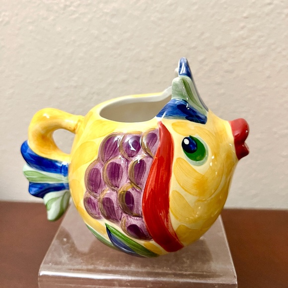 Under The Sea Fish Colorful Pitcher Hand Painted Tops Gallery 6" x 6' - Picture 3 of 6